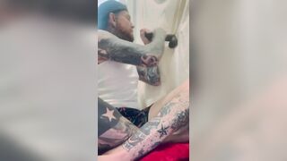 Tatted twink slurps bbc