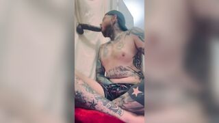 Tatted twink at homemade gloryhole