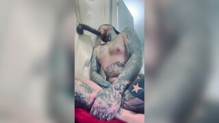 Tatted twink at homemade gloryhole