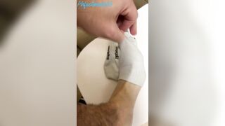 Cumming on my feet in gym toilet