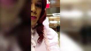 Sissy Candy's public walk through a hotel