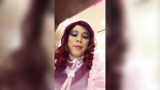 Sissy Candy's public walk through a hotel