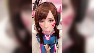 Girl Cosplay D.Va from Overwatch and Sucks Dick till Facial