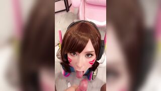 Girl Cosplay D.Va from Overwatch and Sucks Dick till Facial