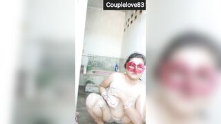 North indian collage girl bathing