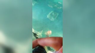 Wife's risky public blowjob and facial in a jacuzzi