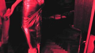 Femdom Fetish Dominatrix Eva Latex Silver Dress Play with a Big Dick Gonzo BDSM kink Milf Blonde Hot