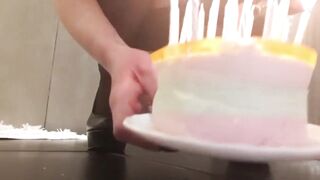 Pee on the Birthday Cake and Candles is Stockings and HighHeels for my best Friend Birthday