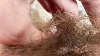 Big clit super hairy pussy in extreme close up