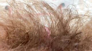 Big clit super hairy pussy in extreme close up