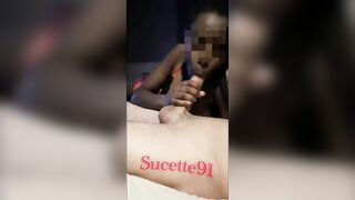 this black girl gives a good blowjob to her white guy