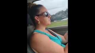 Voyeur passenger lifts up my mini dress to see my panties while I drive truck