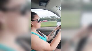 Voyeur passenger lifts up my mini dress to see my panties while I drive truck