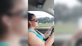 Voyeur passenger lifts up my mini dress to see my panties while I drive truck