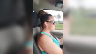 Voyeur passenger lifts up my mini dress to see my panties while I drive truck