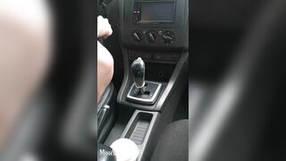 Slut jumps on the gearshift knob