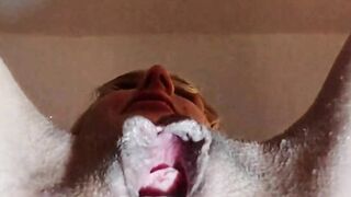 Risky and messy creampie for kinky teen very close-up - creampie