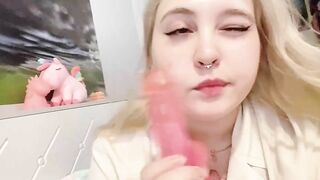 sucking dildo with my hot mouth