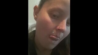 Cattaraugus New York bitch plays with her tongue ring