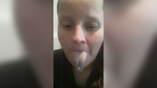 Cattaraugus New York bitch plays with her tongue ring