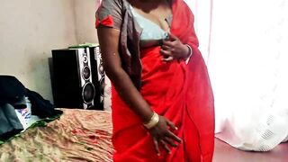 Indian Desi Sexy Wife Dammi with Red saree