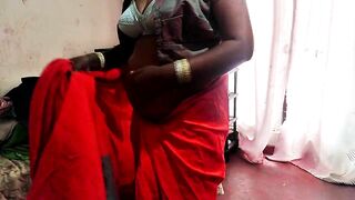 Indian Desi Sexy Wife Dammi with Red saree