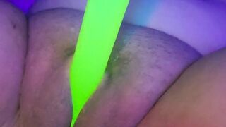 Fucking pussy with glow stick