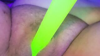 Fucking pussy with glow stick