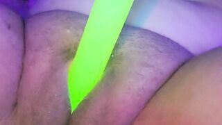 Fucking pussy with glow stick