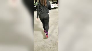 Candid Big Booty Wife in See Through Leggings