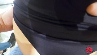 PUBLIC DRESSING ROOM QUICK FUCK - Fucked my MILF wife in public for the first time, cum on ass