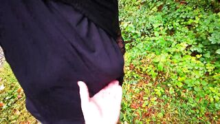 Breast spanking in black outfit in public