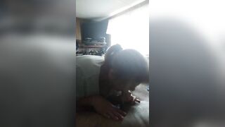 Slow blowjob gagging, licking, teasing.