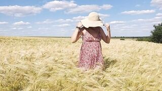 NO PANTIES n Playful Mood in Grain Fields # Up dress BUTT PLUG only