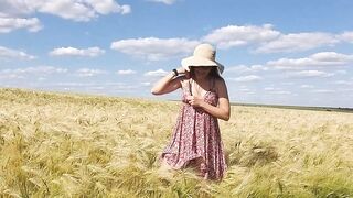 NO PANTIES n Playful Mood in Grain Fields # Up dress BUTT PLUG only