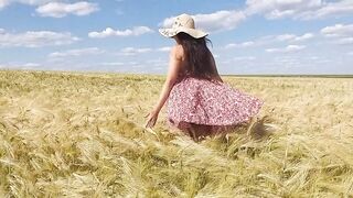 NO PANTIES n Playful Mood in Grain Fields # Up dress BUTT PLUG only