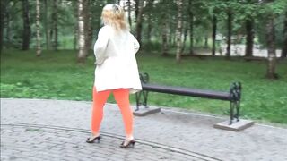 Leggings- green, orange, pink on a big ass