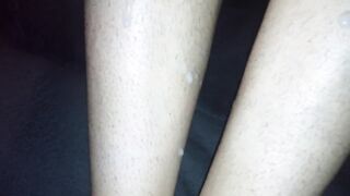 Amateur footjob #75 I used my wifes hairy legs for a quick feet fuck