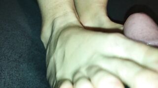 Amateur footjob #75 I used my wifes hairy legs for a quick feet fuck