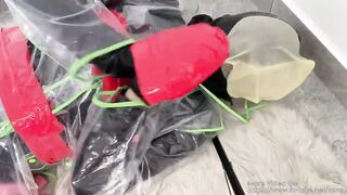 NANA   Latex hood and self bondage and10 vibrator orgasm