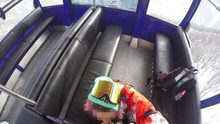 Sex with Hot Girl in the Cable Cars at the Ski Resort — POV Amateur Couple