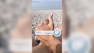 POV Public Mutual Masturbation in the beach. Risky and nude, almost got caught. Γυμνή στην παραλία