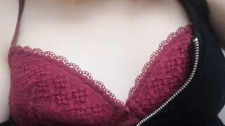 Close up home striptease and masturbation