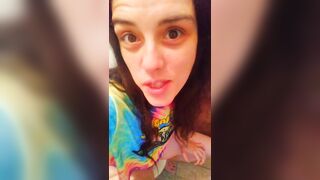 PinkMoonLust Pees on her Tampon String Peeing Urine Piss Fetish Hairy Girl Sits on Dirty Toilet