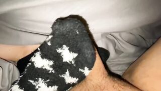 Black fuzzy sockjob/footjob slut