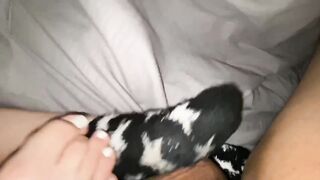 Black fuzzy sockjob/footjob slut