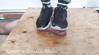 Dancing on cock with dirty smelly sneakers