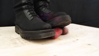 Aggressive Combat Bootjob in Knee High Boots - CBT, Trampling, Crushing, Femdom, Shoejob