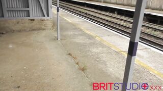 Gorgeous British 18 Year Old Gives A Public Handjob To A Stranger At The Railway Station And Takes A Massive Load Of Cum