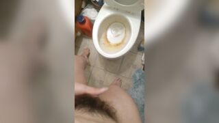 Dirty Talking Camgirl Slut TRIES to Pee into Toliet Standing Up & FAILS! Pissy Mess Bathroom Floor!!